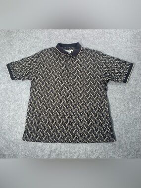 Men's Black & Tan Patterned Polo Shirt